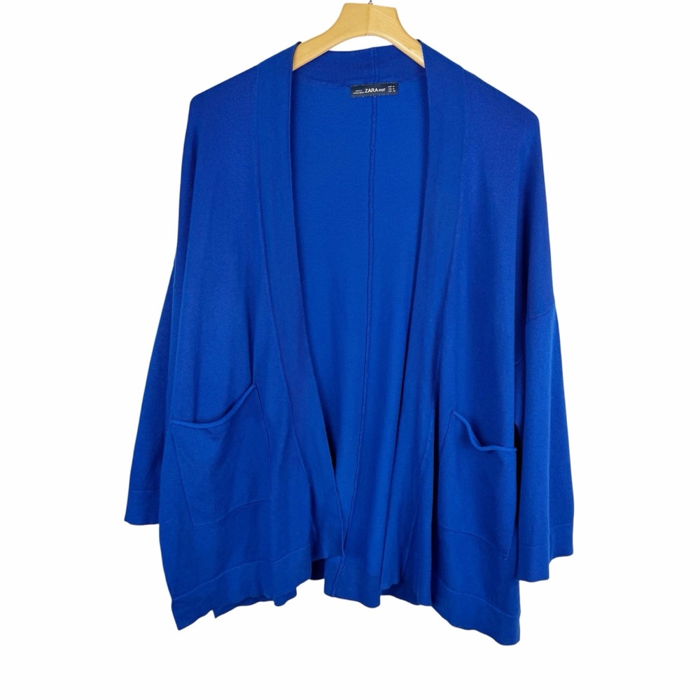 Zara Knit Royal Blue Open Front Cardigan Size Medium
